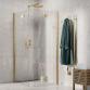 Strømberg Noma 110 bruseniche m/foldedøre - 90x90 cm - Klar glas/børstet messing