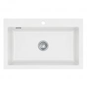 Lavabo Mera 80 porcelænskøkkenvask - Mat hvid m/krom afløb