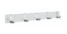 Beslagsboden knagerække m/5 knager - Mat hvid/aluminium