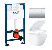 Grohe Euro kompakt toiletpakke inkl. sæde m/soft-close, mellem cisterne og krom betjening