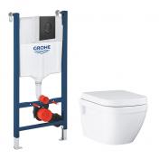 Grohe Euro toiletpakke inkl. sæde, cisterne og mat sort betjening