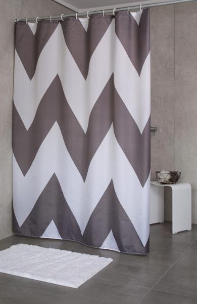 RIDDER Tekstil badeforhæng – 180 x 200 cm -  Pico grå/hvid RIDDER Tekstil badeforhæng – 180 x 200 cm -  Pico grå/hvid
