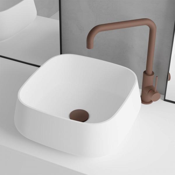Primy S3 38 Solid Surface fritstående bowlevask - Uden overløb - Hvid mat Primy S3 38 Solid Surface fritstående bowlevask - Uden overløb - Hvid mat