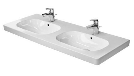 Duravit D-Code 120 dobbelhåndvask t/væg eller møbel Duravit D-Code 120 dobbelhåndvask t/væg eller møbel