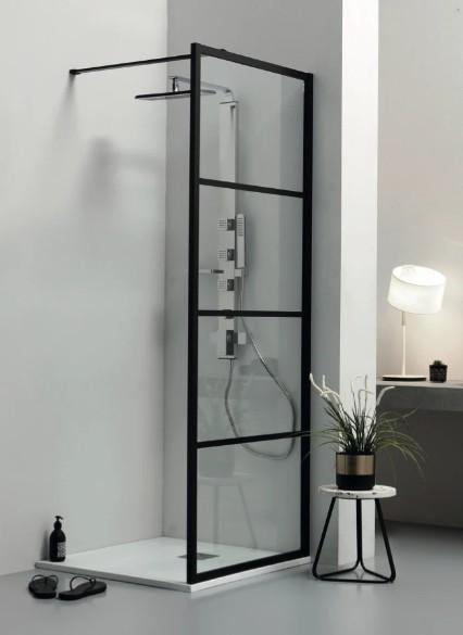 Lavabo Walk In fast brusevæg - Klar glas/Mat sort - 80 cm Lavabo Walk In fast brusevæg - Klar glas/Mat sort - 80 cm