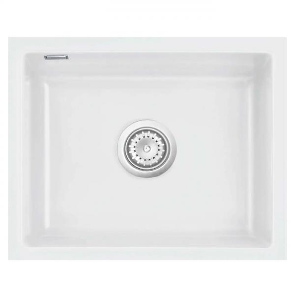 Lavabo Mera 50 U porcelænskøkkenvask - Mat hvid m/krom afløb Lavabo Mera 50 U porcelænskøkkenvask - Mat hvid m/krom afløb