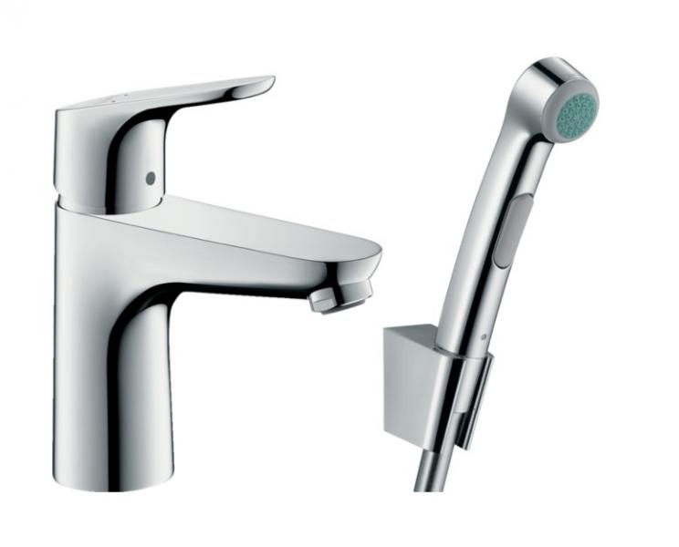 Hansgrohe Focus 100 håndvaskarmatur m/håndbruser og push-open bundventil Hansgrohe Focus 100 håndvaskarmatur m/håndbruser og push-open bundventil