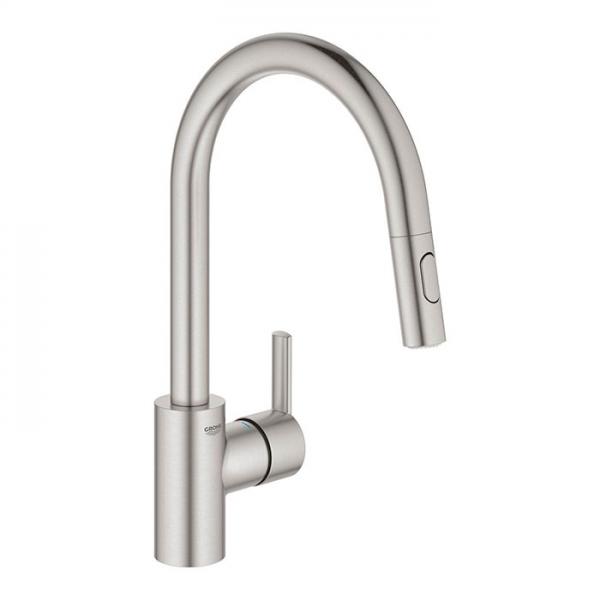 Grohe Feel k&oslash;kkenarmatur m/udtr&aelig;k og svingtud - Steel