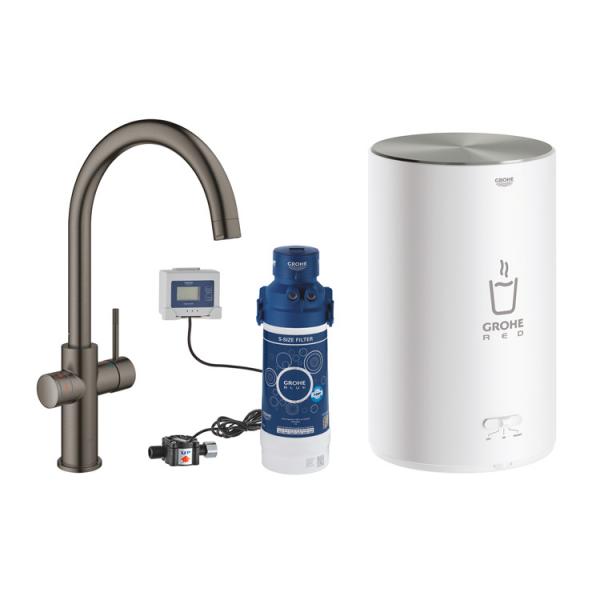 Grohe Red II Duo køkkenbatteri m/3L vandvarmer og C-tud - Børstet hard graphite Grohe Red II Duo køkkenbatteri m/3L vandvarmer og C-tud - Børstet hard graphite