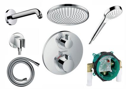 Hansgrohe Ecostat S komplet brusesystem til indbygning Hansgrohe Ecostat S komplet brusesystem til indbygning