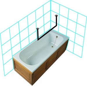 Van Der P Forhængstang loft til loft 50x100x50cm m.flanger - Rustfrit stål Van Der P Forhængstang loft til loft 50x100x50cm m.flanger - Rustfrit stål
