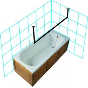 Van Der P Forhængstang loft til loft 50x200x50cm m.flanger - Rustfrit stål Van Der P Forhængstang loft til loft 50x200x50cm m.flanger - Rustfrit stål