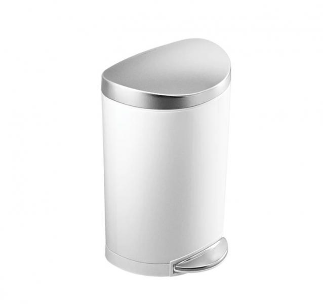 Simplehuman halvrund toiletspand 10L - Hvid/stål Simplehuman halvrund toiletspand 10L - Hvid/stål