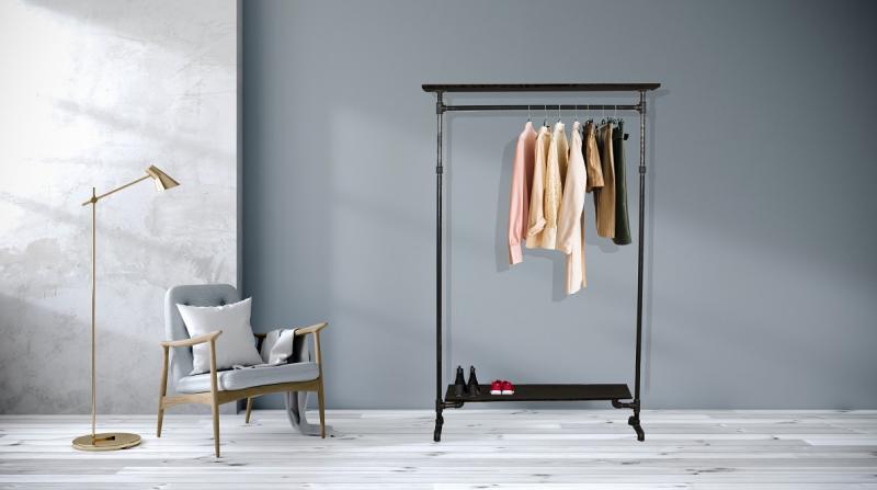 Simple Racks Copenhagen fritstående tøjsystem - 2 hylder - Sort træ Simple Racks Copenhagen fritstående tøjsystem - 2 hylder - Sort træ