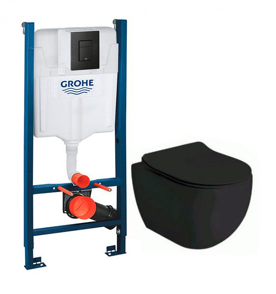 Lavabo Glomp Mat sort rimless toiletpakke inkl. sæde m/soft-close, cisterne og mat sort betjening Lavabo Glomp Mat sort rimless toiletpakke inkl. sæde m/soft-close, cisterne og mat sort betjening