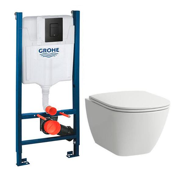 Laufen Lua RIMless toiletpakke inkl. sæde m/soft-close, cisterne og mat sort betjening Laufen Lua RIMless toiletpakke inkl. sæde m/soft-close, cisterne og mat sort betjening