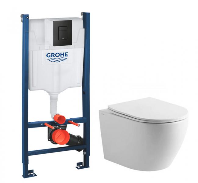 Lavabo Studio RIMless toiletpakke inkl. sæde m/soft-close, cisterne og mat sort betjening Lavabo Studio RIMless toiletpakke inkl. sæde m/soft-close, cisterne og mat sort betjening