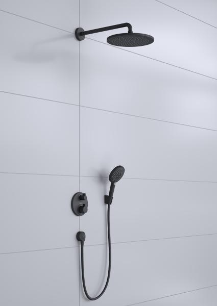 Hansgrohe Ecostat Round komplet brusesystem til indbygning - Mat sort Hansgrohe Ecostat Round komplet brusesystem til indbygning - Mat sort