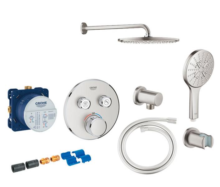 Grohe SmartControl komplet brusesystem m/Rainshower 310 hovedbruser og SmartActive til indbygning - Supersteel Grohe SmartControl komplet brusesystem m/Rainshower 310 hovedbruser og SmartActive til indbygning - Supersteel