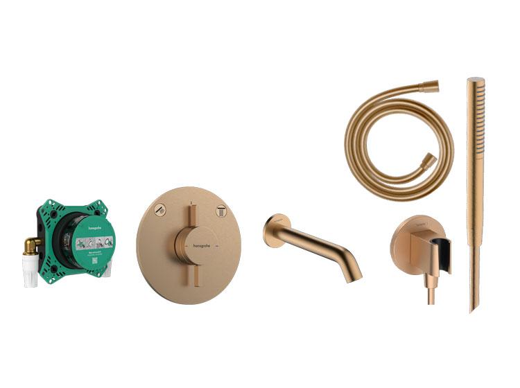 hansgrohe DuoTurn Tecturis komplet badekararmatur t/indbygning - Børstet bronze hansgrohe DuoTurn Tecturis komplet badekararmatur t/indbygning - Børstet bronze