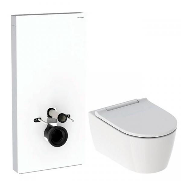 Geberit One væghængt toilet m/sæde og hvid Monolith cisterne Geberit One væghængt toilet m/sæde og hvid Monolith cisterne