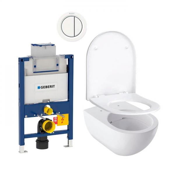 Geberit Acanto toiletpakke m/Keratect, sæde, lav cisterne og hvid betjening Geberit Acanto toiletpakke m/Keratect, sæde, lav cisterne og hvid betjening