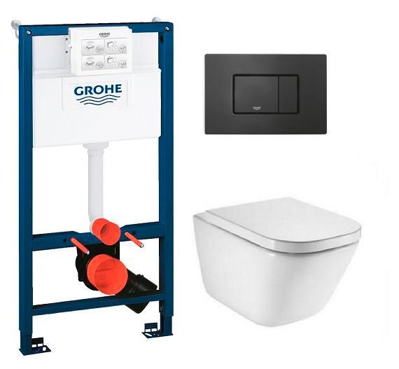 Laufen Roca Gap RIMless toiletpakke inkl. sæde m/soft-close, mellem cisterne og mat sort betjening Laufen Roca Gap RIMless toiletpakke inkl. sæde m/soft-close, mellem cisterne og mat sort betjening