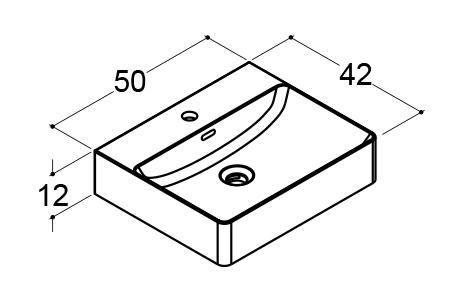 Dansani Cube 50 fritstående bowlevask - 1 hanehul - Med overløb Dansani Cube 50 fritstående bowlevask - 1 hanehul - Med overløb
