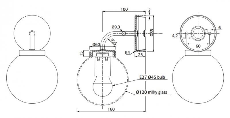 Hafa Globe lampe - Børstet krom Hafa Globe lampe - Børstet krom