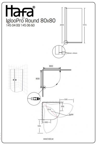 Hafa Igloo Pro bruseafskærmning - 80x80 cm - Klar glas/mat sort Hafa Igloo Pro bruseafskærmning - 80x80 cm - Klar glas/mat sort