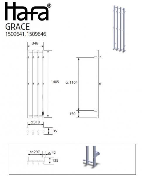 Hafa Grace håndklædetørrer - 34x140 cm - Rustfrit stål Hafa Grace håndklædetørrer - 34x140 cm - Rustfrit stål