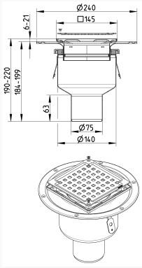 Blücher 75 mm afløbsskål til smøremembran, uden studs, lodret Blücher 75 mm afløbsskål til smøremembran, uden studs, lodret