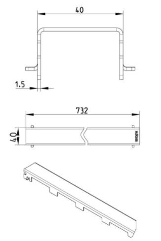 Blucher Waterline 800 mm afløb m/Copenhagen Line rist - Sort Blucher Waterline 800 mm afløb m/Copenhagen Line rist - Sort
