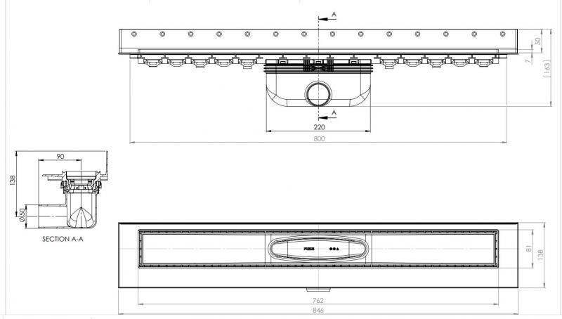 Purus Line STEEL afløbspakke 800 mm - vandret - Sort Purus Line STEEL afløbspakke 800 mm - vandret - Sort
