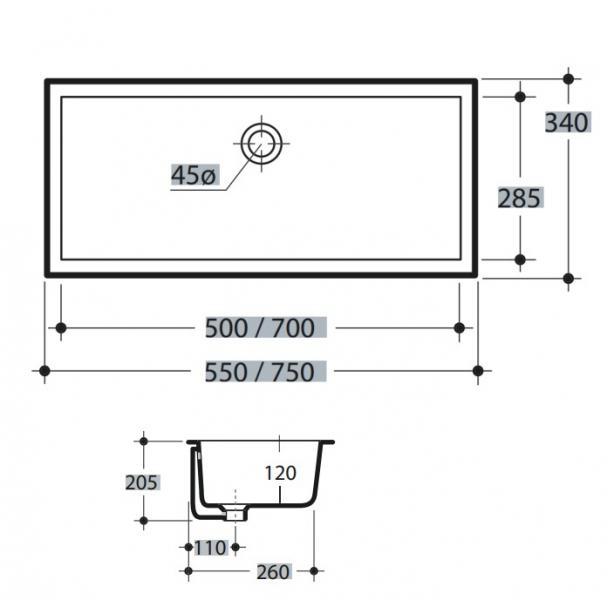 Lavabo Slim 50 håndvask t/underlimning -  Med overløb - Mat sort Lavabo Slim 50 håndvask t/underlimning -  Med overløb - Mat sort