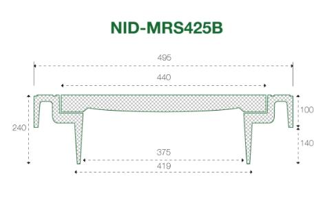 NID 425 mm karm/dæksel u/lås, firkantet, fast, 12,5 t, komposit NID 425 mm karm/dæksel u/lås, firkantet, fast, 12,5 t, komposit