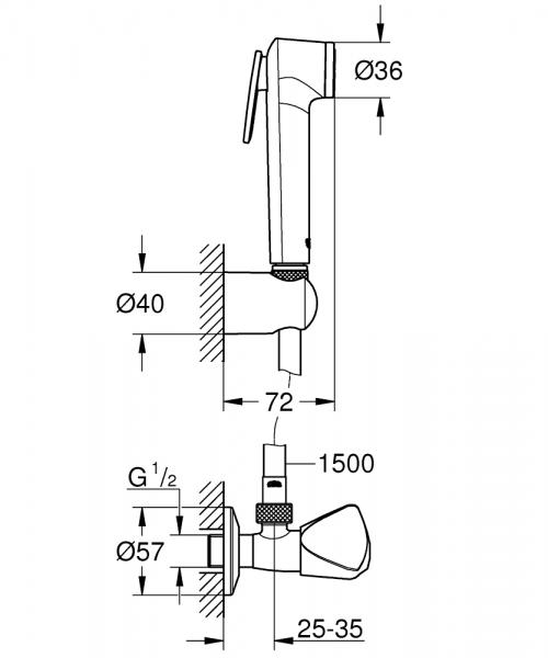 Grohe NTempesta-F Trigger Spray sæt med ventil Grohe NTempesta-F Trigger Spray sæt med ventil