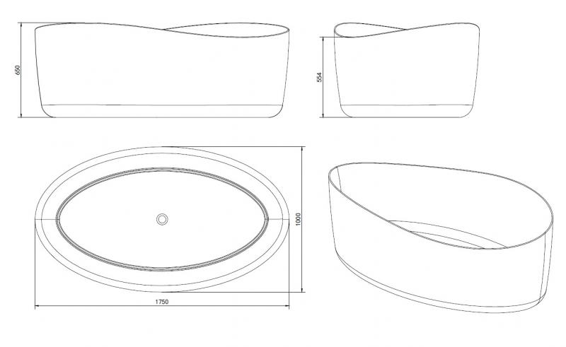 Ideavit Solidharmony fritstående badekar 1750 x 1000 mm - Mat hvid Ideavit Solidharmony fritstående badekar 1750 x 1000 mm - Mat hvid