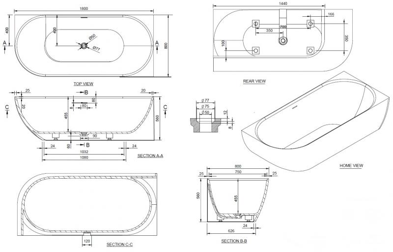 Ideavit Solidnova badekar t/hjørne 1800 x 800 mm - Højre - Mat hvid Ideavit Solidnova badekar t/hjørne 1800 x 800 mm - Højre - Mat hvid