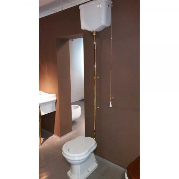 Lavabo Retro HIGH toilet med messing rør og S-lås - Blank hvid Lavabo Retro HIGH toilet med messing rør og S-lås - Blank hvid