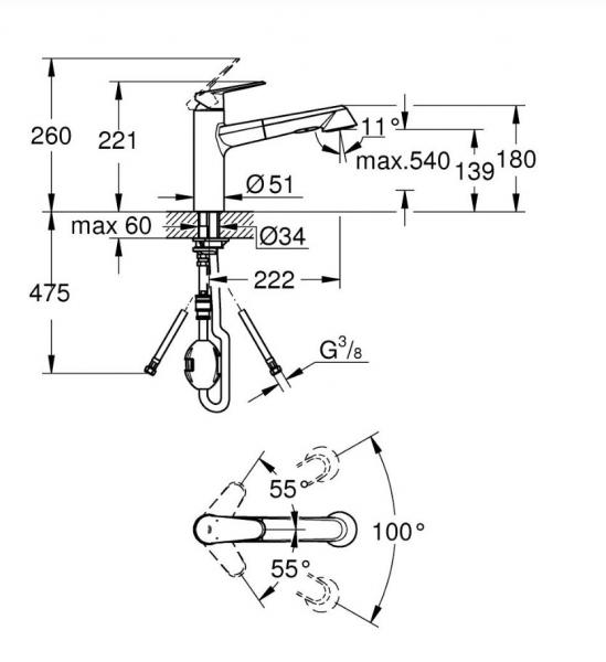 Grohe Eurodisc Cosmopolitan køkkenarmatur m/udtræk Grohe Eurodisc Cosmopolitan køkkenarmatur m/udtræk