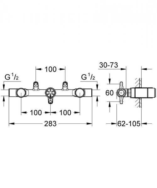 Grohe 3-huls indbygningsdel Grohe 3-huls indbygningsdel