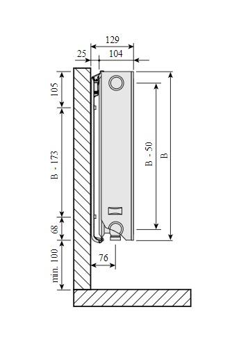 Purmo Ramo Ventil compact CV22 600-800mm - 21 kvm Purmo Ramo Ventil compact CV22 600-800mm - 21 kvm