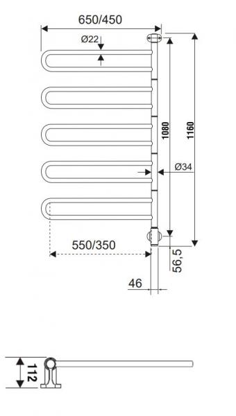 Kriss Flex U Håndklædetørrer m/5 arme - 65x116 cm - Krom Kriss Flex U Håndklædetørrer m/5 arme - 65x116 cm - Krom