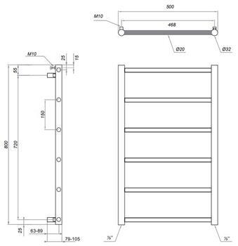 Kriss Polaris håndklædetørrer - 50x80 cm - Mat sort Kriss Polaris håndklædetørrer - 50x80 cm - Mat sort