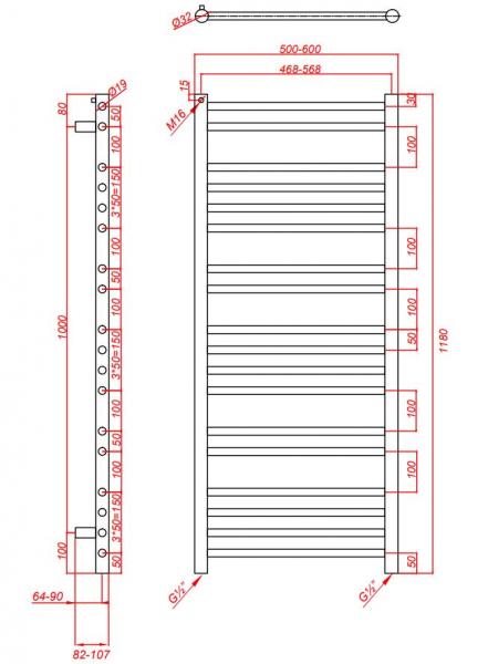 Kriss Apollo Plan håndklædetørrer - 60x118 cm - Hvid Kriss Apollo Plan håndklædetørrer - 60x118 cm - Hvid