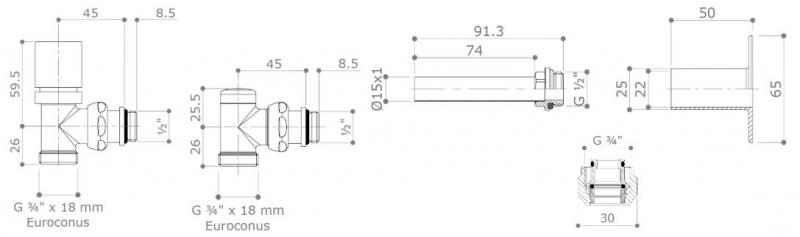 Alterna Design 1/2" ventilsæt vinkelløbende - Krom Alterna Design 1/2" ventilsæt vinkelløbende - Krom
