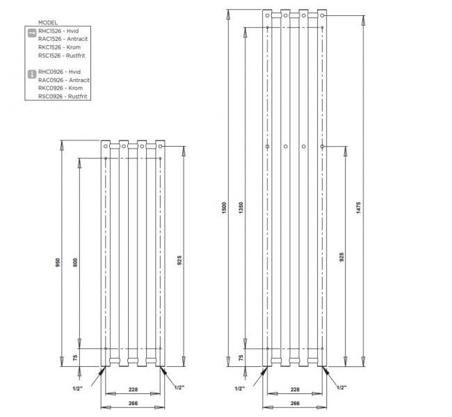 Strømberg Regus håndklædetørrer - 26,6x150 cm - Poleret messing Strømberg Regus håndklædetørrer - 26,6x150 cm - Poleret messing