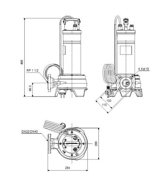 Grundfos Unilift APG afløbspumpe 40.10.1 type E/F Grundfos Unilift APG afløbspumpe 40.10.1 type E/F