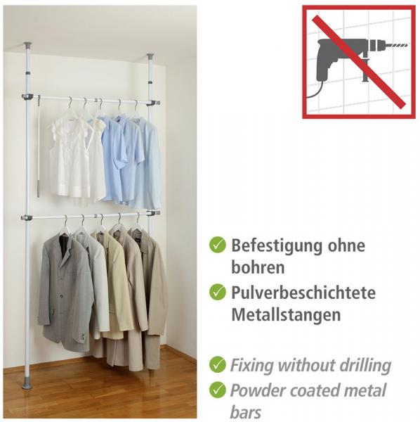 Wenko Hercules teleskopsystem basic til garderobe 75-120 cm - Hvid/Grå Wenko Hercules teleskopsystem basic til garderobe 75-120 cm - Hvid/Grå